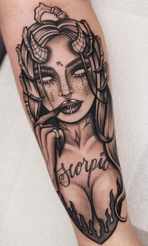 Tattoos Jellyfish, Succubus Tattoo, Armband Tattoos, Hannya Mask, Scorpio Tattoo, Sharpie Tattoos, Goddess Tattoo, Scorpion Tattoo, Pretty Tattoos For Women