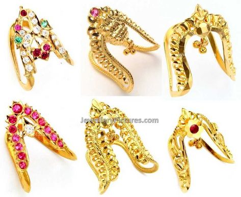 Six beautiful designs of 22 caart Gold Vanki ring by Totaram jewellers.Vangi or Kanganam or kai Kaapu is commonly used to ward off evil lucks. It has its own significance in Vedic terms. There are lot of ornaments which are used from time immemorial. This is called as Neli ring in Tamilnadu. Related PostsPeacock Vanki … Vonku Ring Design Gold, Vanki Ring Gold, Prathanam Ring Designs, Vanku Rings Gold, Gold Vanki Ring Designs, Vangi Ring, Vanki Ring Design, Vanki Designs Jewellery, Vanki Ring