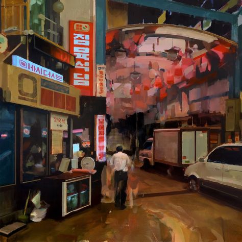 Korea oil paintings by Mike Ryczek Marketing Artwork, Illustrator Typography, Photography Graphics, Visit Seoul, Korean Painting, Flower Mural, Artwork Photography, Contemporary Impressionism, Colorful Oil Painting