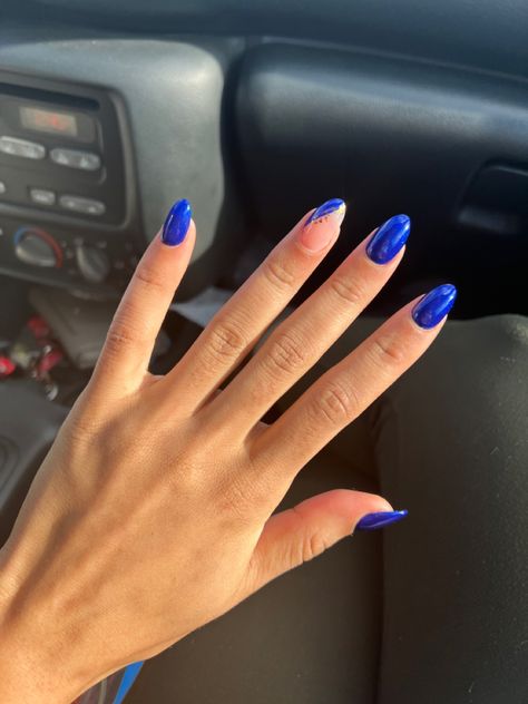 Royal Blue Nails For Prom, Royal Blue Almond Nails, Nails With Accent, Blue Prom Nails, Royal Blue Nails, Blue Acrylic Nails, Blue Tips, Shade Of Blue, Winter Formal