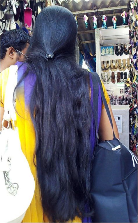 Long Hairstyle Indian, Long Hair Indian Women, Cliped Hair, Long Hair Indian, Hair Braid Indian, Long Hairstyle Ideas, Long Hair Girls, Half Pony, Hairstyle Indian