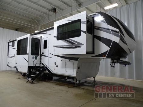 New 2024 Grand Design Solitude 380FL Fifth Wheel at General RV | Wixom, MI | #300717 Fifth Wheel Living, Grand Design Rv, Grand Designs, Fifth Wheel, Half Bath, Living Area, Kitchen Island, Rv, Highlights