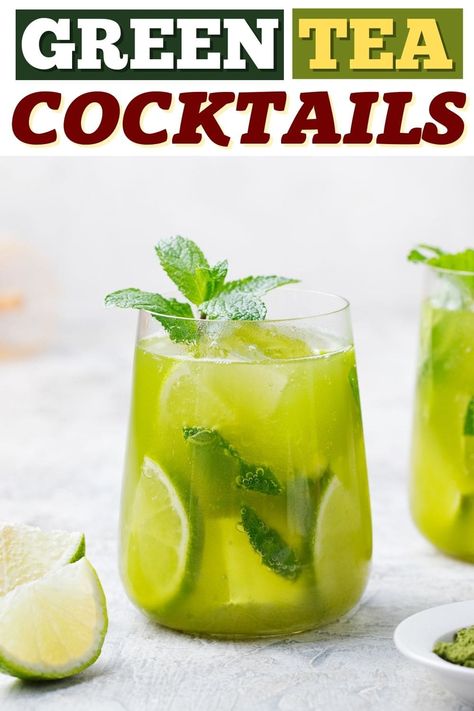 Tea Mocktail, Green Tea Cocktail, Tea Cocktail Recipes, Mint Margarita, Matcha Mint, Green Tea Drinks, Peach Green Tea, Mint Juleps, Tea Cocktail