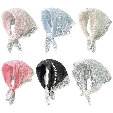 PRICES MAY VARY. Lace headband scarf,lightweight and soft,comfortable and breathable;Fashionable and durable,lace triangle scarves can be washed repeatedly and worn for a long time.Floral lace headwrap is large enough to wrap around the entire head and easily adjust the tightness.Hair triangle scarf can better protect facial skin,prevent dryness,blackening,etc. Lace headwrap come in various colors,including light pink,light blue,beige,peach pink,orange red,black,etc;The timeless classic and eleg Hair Triangle, Blue Head Scarf, Lace Headscarf, Lace Headwrap, Hair Kerchief, Triangle Bandana, Kerchief Hair, Headband Scarf, Lace Headband