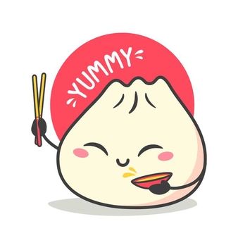 Momo Illustration Food, Momos Cartoon, Siopao Cartoon, Momo Logo Design, Momos Illustration, Logo Dimsum Design, Momos Logo, Siomai Logo Design, Cute Dumpling Cartoon