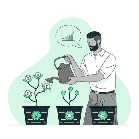 Investing concept illustration | Free Vector #Freepik #freevector #business-benefits #finance #benefits #investment Dollar Plant, Watering Plants, Finance Icons, Concept Illustration, Business Investment, Business Illustration, Wealth Management, Flat Illustration, Illustration Character Design