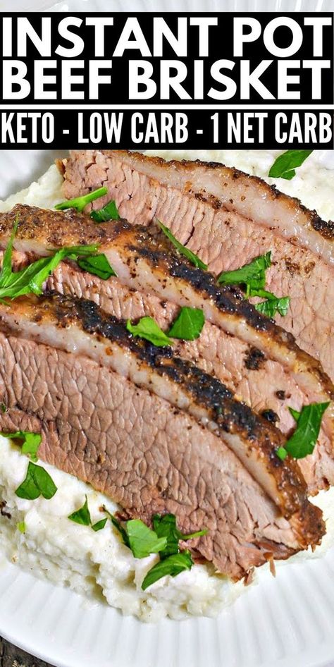 Instant Pot Beef Brisket - With flavor jumping off every bite of tender meat, this keto Instant Pot beef brisket recipe will become your favorite way to cook it. Only 1 net carb per serving! #keto #Ketorecipes #Ketodiet #Ketobeefbrisket #instantpotbeefbrisket #beefbrisket #holidaybrisket #brisket #instantpot #food #recipes Instant Pot Beef Brisket, Autumn Dinners, Keto Instant Pot, Inflammation Recipes, Philadelphia Torte, Brisket Recipe, Beef Brisket Recipes, Breakfast Low Carb, Keto Beef Recipes