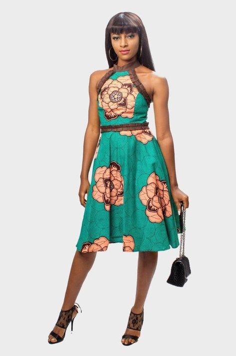 image 0 Flare Ankara Dress, Dress African Print, Dress Ankara, African Print Dress Ankara, Dress African, Halter Neck Dress, African Print Dress, African Print Dresses, Ankara Dress