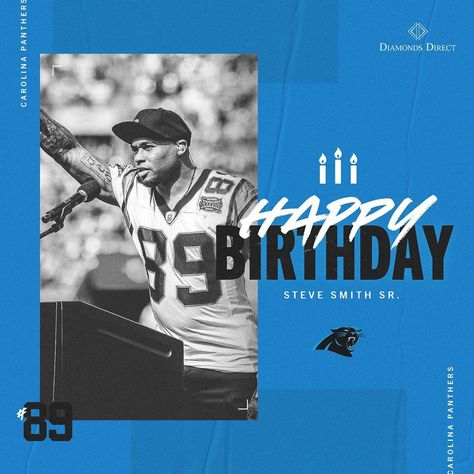 Carolina Panthers shared a photo on Instagram: “Happy Birthday Smitty‼️” • See 9,080 photos and videos on their profile. Happy Birthday Sports Graphic, Steve Smith Sr, Football Graphics, Panthers Football, Steve Smith, Instagram Happy Birthday, Carolina Panthers, Graphic Designs, Panther