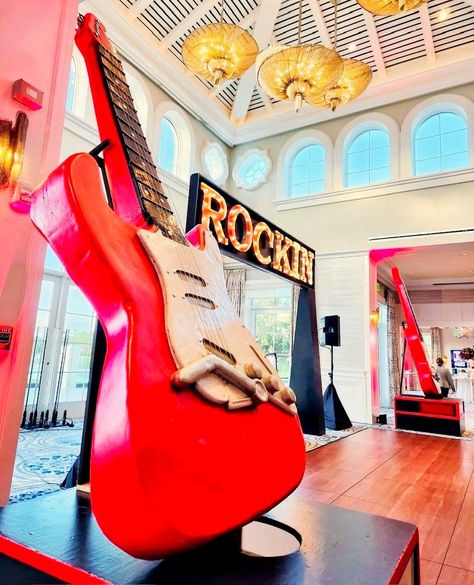 Striking chords and neon lights! 🎸✨ Dive into the rock and roll rhythm with our electrifying setup. #redguitar #rocknroll #rocknrolltheme #rockandrolltheme #rockandroll #rockin #rockandrollevent #lightupsign #eventdecor #rocktheme #musictheme #musicevent #florida Red Guitar, Light Up Signs, Music Event, Neon Lights, Summer Camp, Event Decor, Rock N Roll, The Rock, Rock And Roll