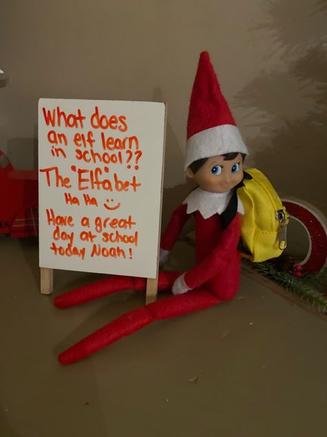 Elf Going To School, Elf On The Shelf School Morning, Elf On The Shelf Have A Good Day At School, Elf On The Shelf Have Fun At School, Elf On The Shelf Ideas For Lunchroom, School Bus Elf On The Shelf Ideas, Elf Back To School, School Cafeteria Elf On The Shelf Ideas, Elf On Shelf Last Day Of School