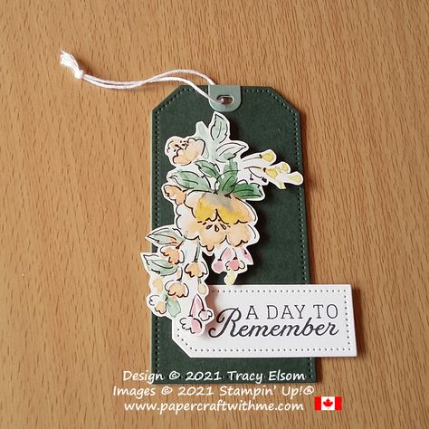 "A day to remember" gift tag created using the Days To Remember Stamp Set, Tailor Made Tags Dies and Hand-Penned DSP paper from Stampin' Up! #papercraftwithme Tailor Made Tags Dies, Tags Stampin Up, Making Gift Tags, Gift Tags Birthday, Handmade Tags, A Day To Remember, Tag Design, Congratulations Card, Card Sketches