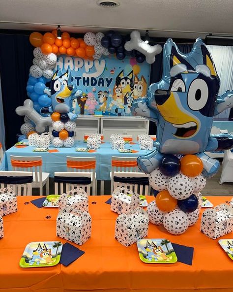 Toddler Country Play Cafe Bluey Table Set Up, Bluey 5th Birthday Party For Boys, Toddler Boy Birthday Party Ideas, Bluey Birthday Party Ideas For Boy, Bluey First Birthday Party Ideas, Baby Boy Birthday Outfit, Dj Cake, Toddler Boy Birthday, Play Cafe