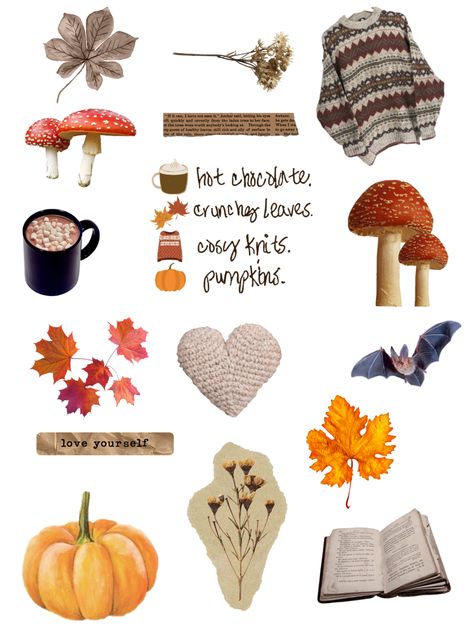 #collage #autumnmood #printable #halloween Fall Stickers Free Printable, Autumn Stickers Free Printable, September Stickers, Fall Cutouts, Planner Making, September Wallpaper, Fall Stickers, Bullet Journal For Beginners, My Diary