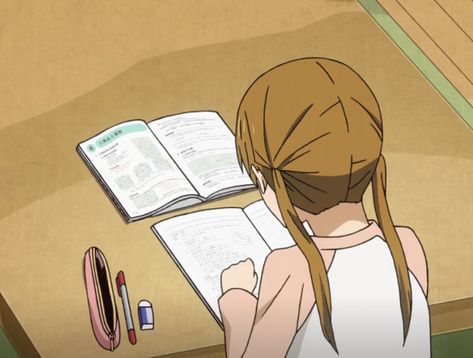 A girl is solving problems from her textbook. Problems are related to Law of sines. Shizuku My Little Monster, Math Anime, Anime Cinematography, Maths Geometry, Anime Study, Study Animation, Shizuku Mizutani, Anime Mood, Making A Vision Board