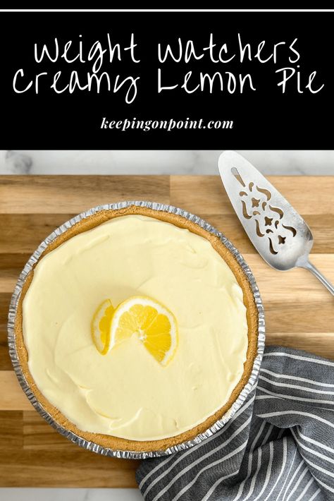 Creamy Lemon Pie - Keeping On Point Sugar Free Lemon Pie Recipe, Weight Watchers Pie, Creamy Lemon Pie, Easy Lemon Pie, Keeping On Point, Lemon Pie Recipe, Excited For Summer, Store Bought Pie Crust, Weight Watchers Meal Plans