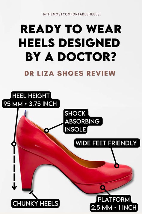 Image of stylish and comfortable Dr. Liza heels, designed by a doctor for all-day wear. Discover the ultimate comfort and support in our detailed review. Are you ready to try them on? Most Comfortable High Heels, Most Comfortable Heels, Comfortable High Heels, Walking In Heels, Comfy Heels, Designer High Heels, Platform Heels Chunky, Comfy Dresses, Comfortable Heels