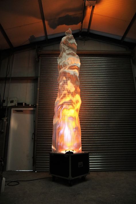 our large silk flame. Available to buy and to hire Flame Decorations Ideas, Fire Set Design, Fire Decor, Fire Giant Art, Fire And Ice Event Theme, Fire Stage Design, Fire Art Installation, Giant Candles, Fire N Ice