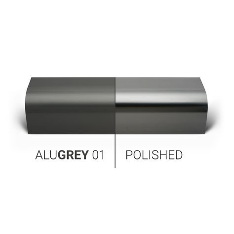 AluGrey01, anodised aluminium with a grey colour and with a polish finish from Alumet. London Flats, Material Finishes, Aluminum Fabrication, Small Coffee Shop, Color Mood, Ev Chargers, Facade Cladding, Anodised Aluminium, Material Board