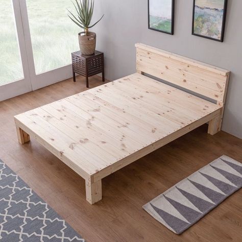 Affordable Bed Frames, Diy Bed Frame Easy, Simple Bed Frame, Bedroom Ideas For Small Rooms Cozy, Bed Frame Design, Diy Bed Frame, Furniture Design Wooden, Bedroom Closet Design, Pallet Furniture Bedroom