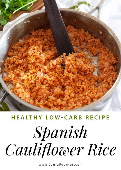 Hands down, this will be the best Spanish cauliflower rice you’ll make. It’s the perfect recipe to eat low-carb without giving up the flavor and taste you love from the classic. Spanish Cauliflower, Spanish Cauliflower Rice, Spanish Rice Recipe Easy, Cauliflower Rice Recipe, Spanish Rice Recipe, Healthy Eating Inspiration, Frozen Cauliflower Rice, Cauliflower Rice Recipes, Easy Cauliflower