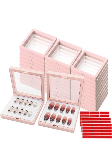 GUXACU 32 Pack Press On Nail Packaging Boxes 3D Floating Press On Nail Storage Box Nail Display Box with 90pcs Double Sided Adhesive Nail Display Tape for Nail Tech (Pink) Press On Nail Packaging, Nail Packaging, Nail Storage, Nail Display, Nails Classy, Diy Fashion Accessories, Nail Stuff, Packaging Boxes, Double Sided Adhesive