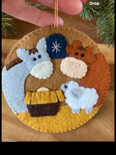 Christian Felt Ornaments, Felt Hoop Art, Felt Nativity Ornaments, Felt Nativity Pattern Templates, Diy Christmas Ornaments Felt, Felt Embroidery Projects Ideas, Diy Nativity Ornaments, Christmas Decorations Sewing, Diy Felt Christmas Ornaments