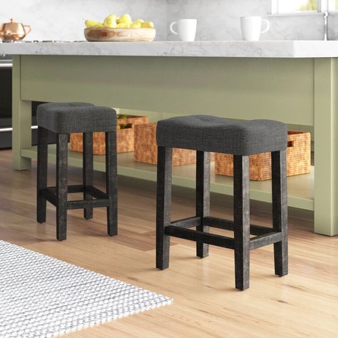 Modern Farmhouse Kitchen Table, Saddle Design, Farmhouse Color, Counter Stools Backless, Bar Stools Kitchen Island, Kelly Clarkson Home, Neutral Fabric, Farm House Colors, Backless Bar Stools