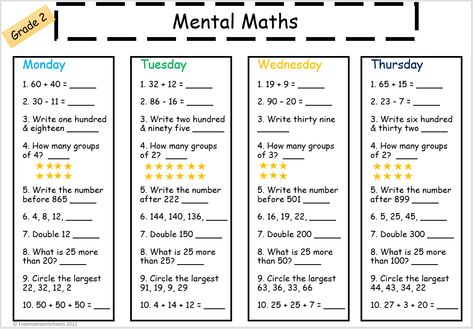 Grade 2 mental maths Mental Maths Worksheets For Grade 1, Mental Maths Worksheets Grade 2, Mental Math Tricks, Maths Worksheet, Mental Maths, Mental Maths Worksheets, Addition Words, Math Addition Worksheets, Addition Word Problems