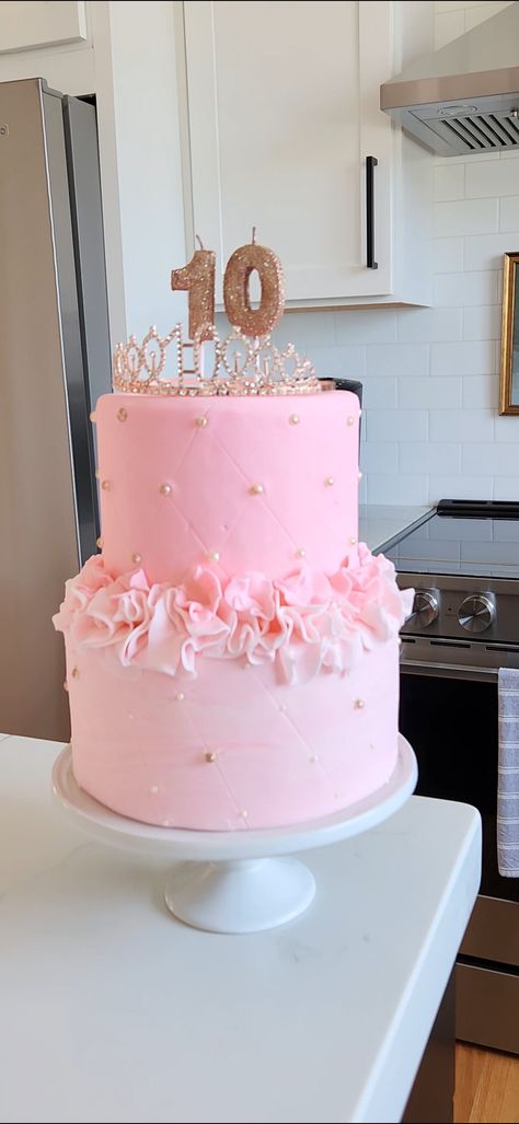 Pink Fondant Cake, Layered Birthday Cake, Fondant Cake, Fondant, Light Pink, Birthday Cake, Cake, Birthday, Pink