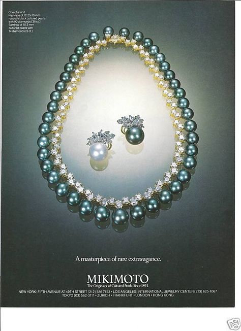 MIKIMOTO PEARLS | Mikimoto pearls...a poster | ~Mikimoto~ Jewelry Poster, Masculine Jewelry, Silver Jewelry Cleaner, Jewelry Editorial, Mikimoto Pearls, Jewelry Photoshoot, Jewelry Quotes, Tiffany Jewelry, Silver Jewelry Fashion