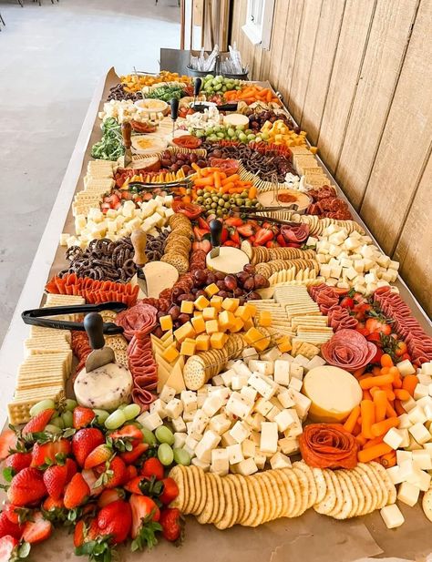 Wedding Nibbles Table, Finger Foods For Reception, Wedding Appetizer Grazing Table, Charcuterie Board Table Display Party, Evening Charcuterie Board, Party Snack Station, Snack Table Wedding Receptions, Cocktail Hour Charcuterie Board, Xl Charcuterie Board