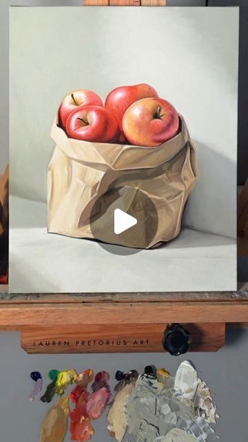 Lauren Pretorius Painting, Oil Painting Step By Step, Apple Oil Painting, Lauren Pretorius, Linen Art, Potrait Painting, Apple Painting, Realistic Oil Painting, Youtube Link