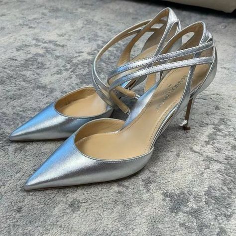 Silver metallic heels