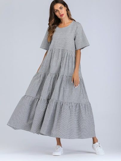 Search Yellow gingham dress | SHEIN Sukienki Maksi, Vestidos Vintage, Looks Chic, Plaid Dress, Tiered Dress, Fashion News, Gingham, Chic Style, Casual Dress