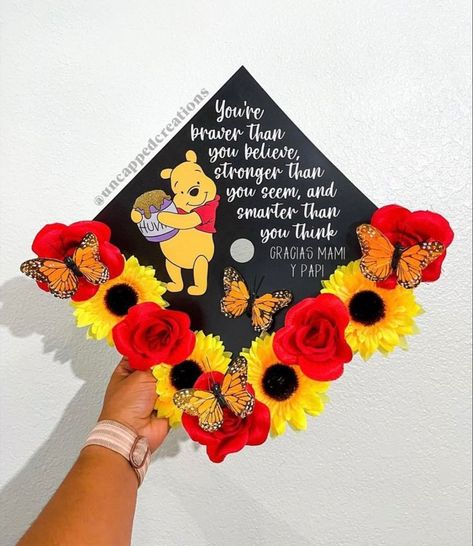 Pooh Graduation Cap, Winnie The Pooh Graduation Cap, Winnie The Pooh Graduation, Pooh Graduation, College Cap Decorations, Graduation Cap Decoration Teacher, Social Work Graduation Cap, Teacher Graduation Cap, Disney Graduation Cap