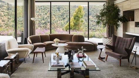 Architectural Digest Living Room, Hilltop Estate, Anastasia Soare, Wegner Chair, Two Bedroom House, Beverly Hills Houses, The World Of Interiors, Outdoor Furniture Design, A Living Room