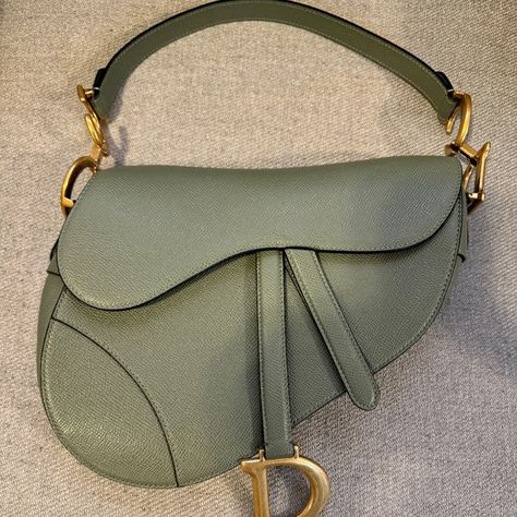 Authentic Dior Saddle Bag, Cedar Green, Excellent condition Fitness Vision Board, Dior Saddle, Dior Handbags, Bag Green, Saddle Bag, Green Bag, Dior Saddle Bag, Dior Bag, Saddle Bags