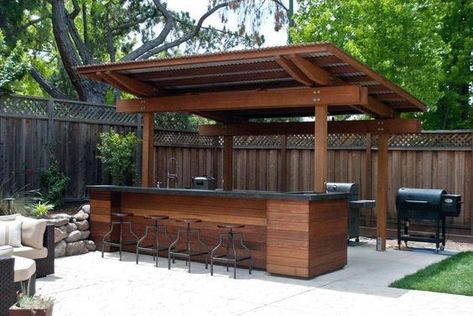 Backyard Sitting Areas, Grilling Area, Backyard Covered Patios, Amazing Backyard, Outdoor Patio Diy, Concrete Patios, Backyard House, Outdoor Kitchen Bars, Outdoor Patio Bar