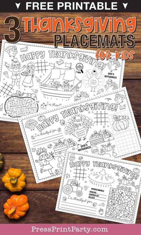 3 Thanksgiving Coloring Placemats Free Printable For Kids. You'll find a variety of fun activities for older kids like paint by numbers, Tic Tac Toe, word scramble, and spot the differences, while the littlest guests can just color to their heart's content. I wanted to give you some options for your Thanksgiving celebration, so I made 3 different placemat designs, each in a different size. Tabloid 11x17, legal 8.5x14, and letter 8.5x11. Pilgrims, turkeys, pies - Press Print Party! Christian Thanksgiving Placemats, Color Placemats For Kids, Thanksgiving Kids Placemats Printable, Thanksgiving Activity Placemats For Kids, Thanksgiving Placemats Free Printable, Printable Thanksgiving Placemats Free, Thanksgiving Activity Packets For Kids, Thanksgiving Homeschool Crafts, Thanksgiving Coloring Placemat Printable