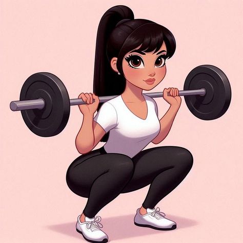 Cartoon Fitness Art, Gym Cartoon Art, Gym Illustration Art, Gym Cartoon, Girl Workout Routine, Funny Art Prints, Disney Princess Artwork, Gym Art