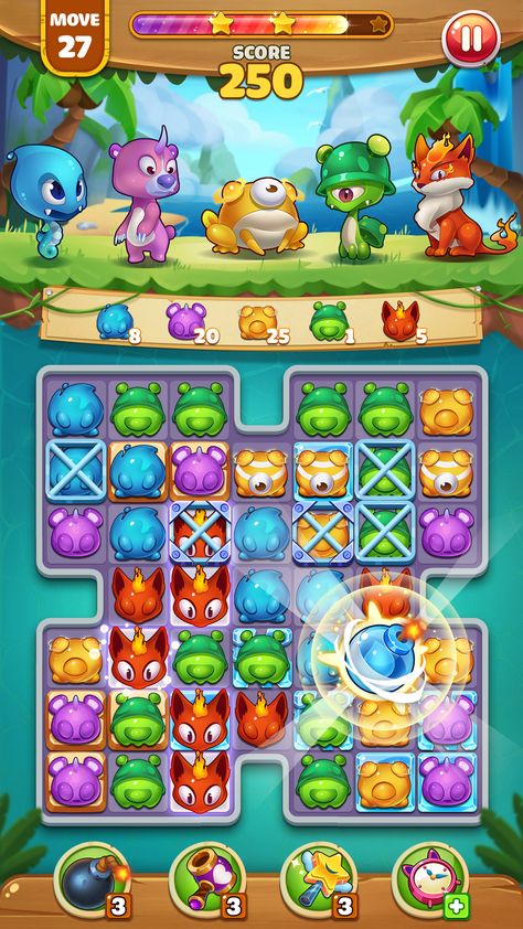 Tue Tue, Puzzle Game Ui, Funny Illustrations, Mini Project, Match 3 Games, Ui Game, Casual Art, 2d Game Art, Game Mobile