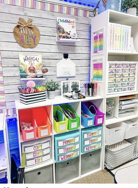 Reading Specialist Classroom Setup, Ikea Classroom, Teacher Desk Areas, Reading Support, Teacher Desk Organization, Teaching Classroom Decor, Finds On Amazon, Kindergarten Classroom Decor, Slp Ideas