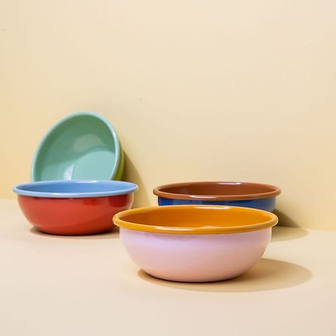 Plates And Bowls Set, Enamel Bowl, Dish Drainers, Colorful Ceramics, Cereal Bowl, Healthy Nutrition, Cereal Bowls, West Elm, Plates And Bowls