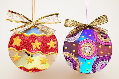 Old Cd Crafts, Christmas Tree Ornament Crafts, Christmas Cd, Ideas Navidad, Kid Friendly Crafts, Cd Crafts, Kids Christmas Ornaments, Kids Ornaments, Christmas Ornaments Homemade