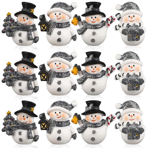 PRICES MAY VARY. Package Includes: the package includes 12 pieces of miniature glittered snowman figurines in 4 styles, these miniature snowman figurines are ideal for micro landscape decoration, dollhouse decoration, and more Christmas Snowman Decorations: the snowman with glitter size is about 1.57 inches/ 4 cm, made of resin, will not fade; Mini Christmas figurines are nice accessories to entertain your creativity, helping parents create this beautiful Christmas miniature world with others Ch Diy Mini Snowman, Mini Snowman, Nice Accessories, Miniature Snowman, Snow Buddies Figurines, Snowman Painting Sculptures & Statues, Vintage Snowman Figurine, Snowman Figurine, Snowman Christmas Decorations