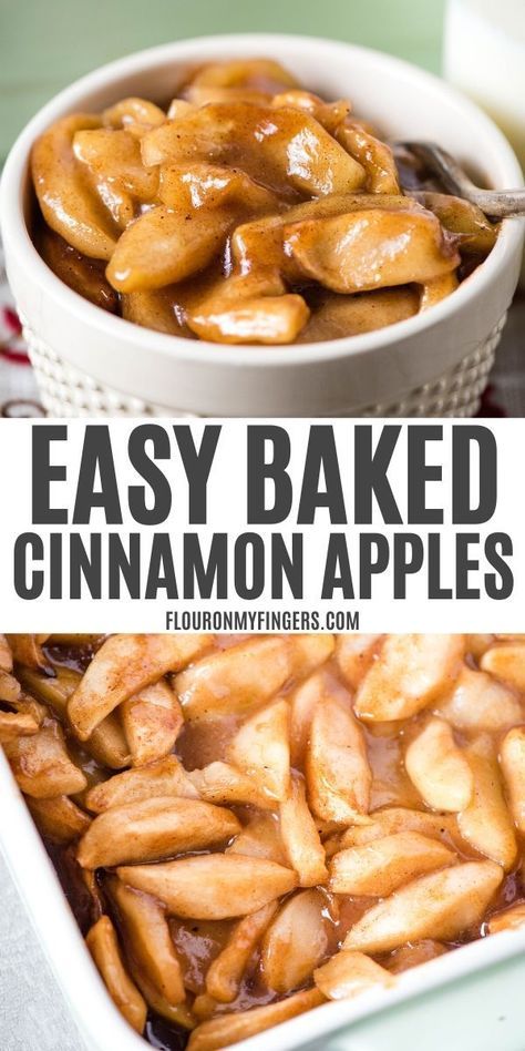 Baked Cinnamon Apples Topped With Cream, Baked Cinnamon Apples Recipe, Over Ripe Apples Recipes, Baked Apple Halves, Cooked Sliced Apples, Cinnamon Apples Oven, Baked Apple Slices Recipe, Baked Apple Casserole, Roasted Cinnamon Apples