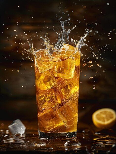 Photo a commercial photography of a glas... | Premium Photo #Freepik #photo Ice Tea Photography, Lemon Ice Tea, Ice Lemon Tea, Tea Photography, Premium Tea, Lemon Tea, Ice Tea, Ice Cubes, Commercial Photography