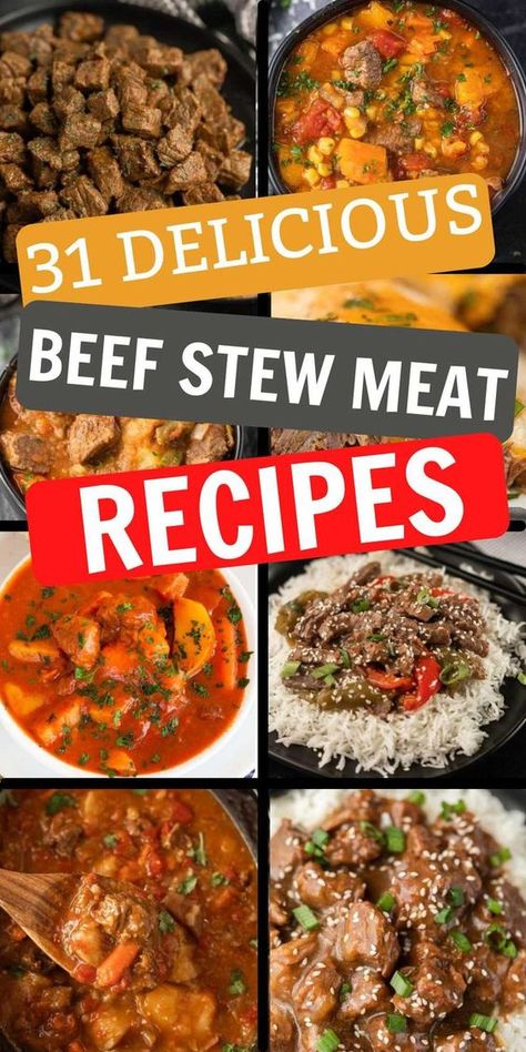 Cubed Beef Stew Meat Recipes, Ways To Use Stew Meat, Stew Meat Recipes In Oven, What To Do With Stew Meat, Easy Beef Stew Meat Recipes, Recipes For Stew Meat Other Than Stew, Recipes For Stew Meat, Stew Meat Ideas, Beef Stew Meat Recipes Easy