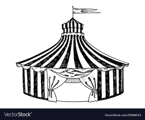 Circus Drawing, Circus Tent Tattoo, Carnival Tent Drawing, Circus Animal Drawing, Circus Tent Drawing, Tent Drawing, Circus Stage Illustration, Circus Animal Illustration, Circus Tent Painting